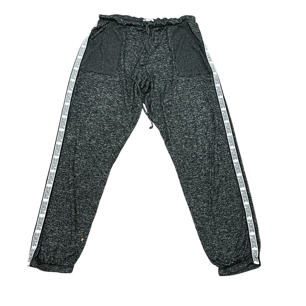 PINK By Victoria’s Secret Lightweight Drawstring Joggers Pants Black White Med